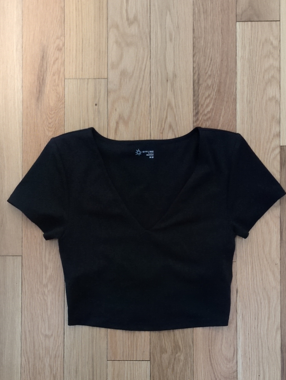 Black V-Neck Cropped Women's Top